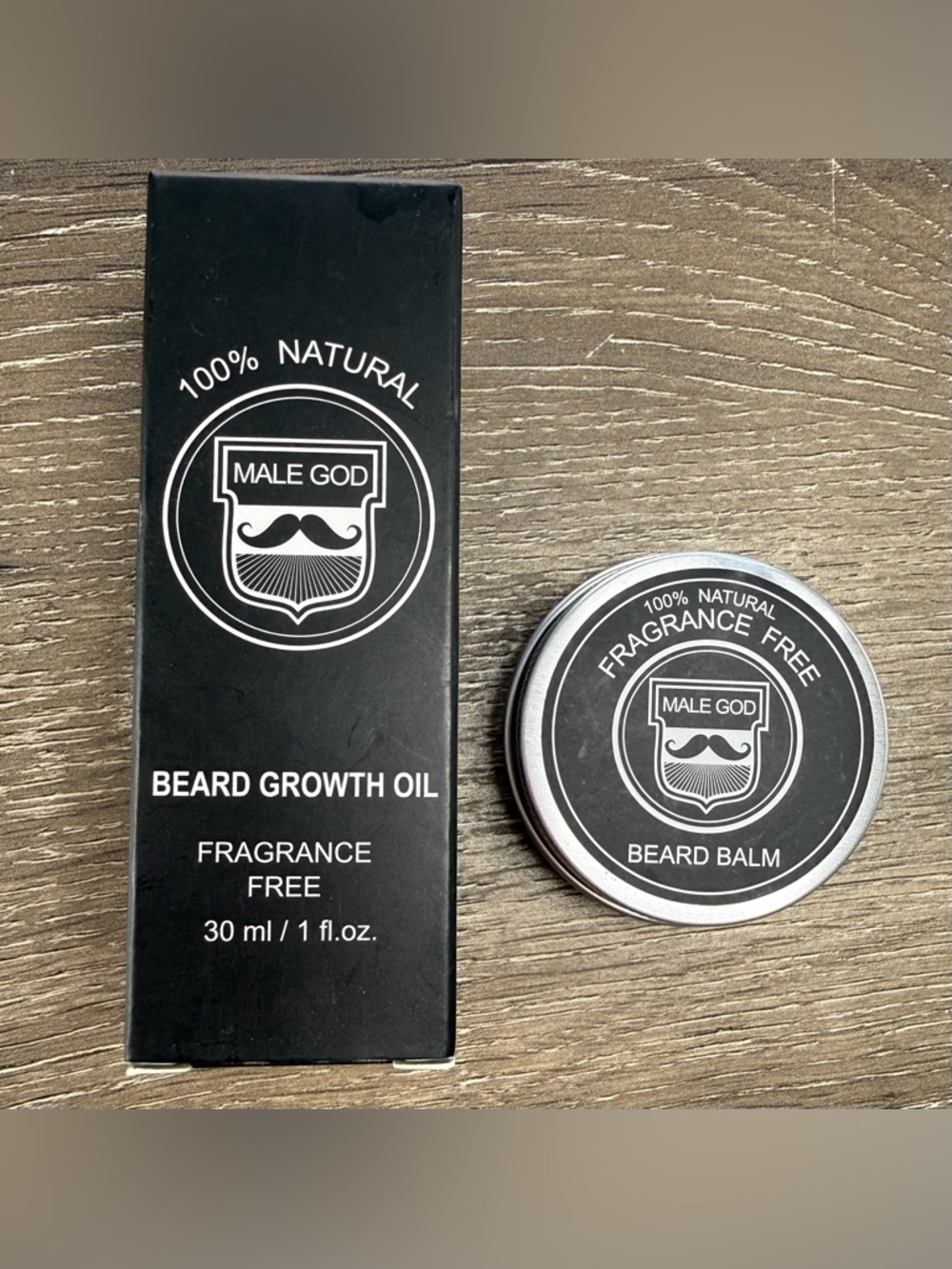 Male God Beard Grooming Set 100% Natural Growth Oil & Balm - Fragrance-Free 30ml